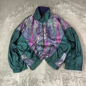 VTG New York Classics retro active streetwear bomber track jacket womens Large